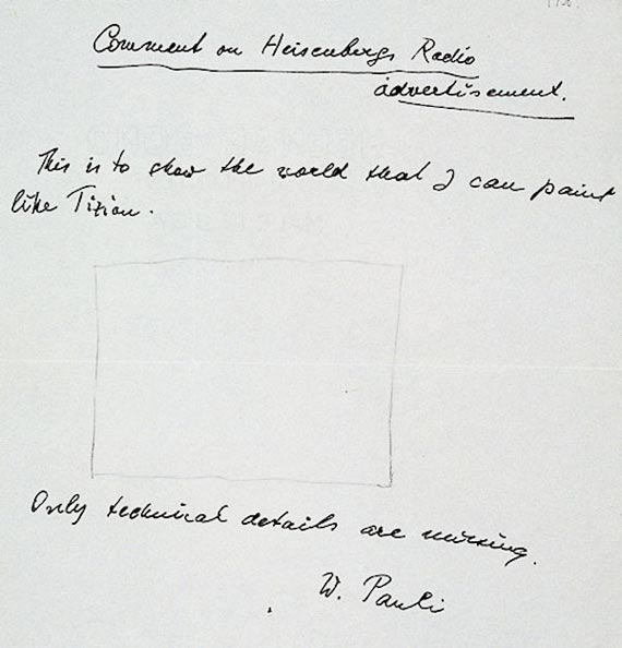 Pauli's letter, which criticizes the "Heisenberg radio spot." Credit: CERN